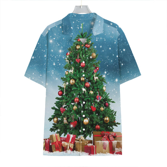 Christmas Tree And Snow Print Hawaiian Shirt