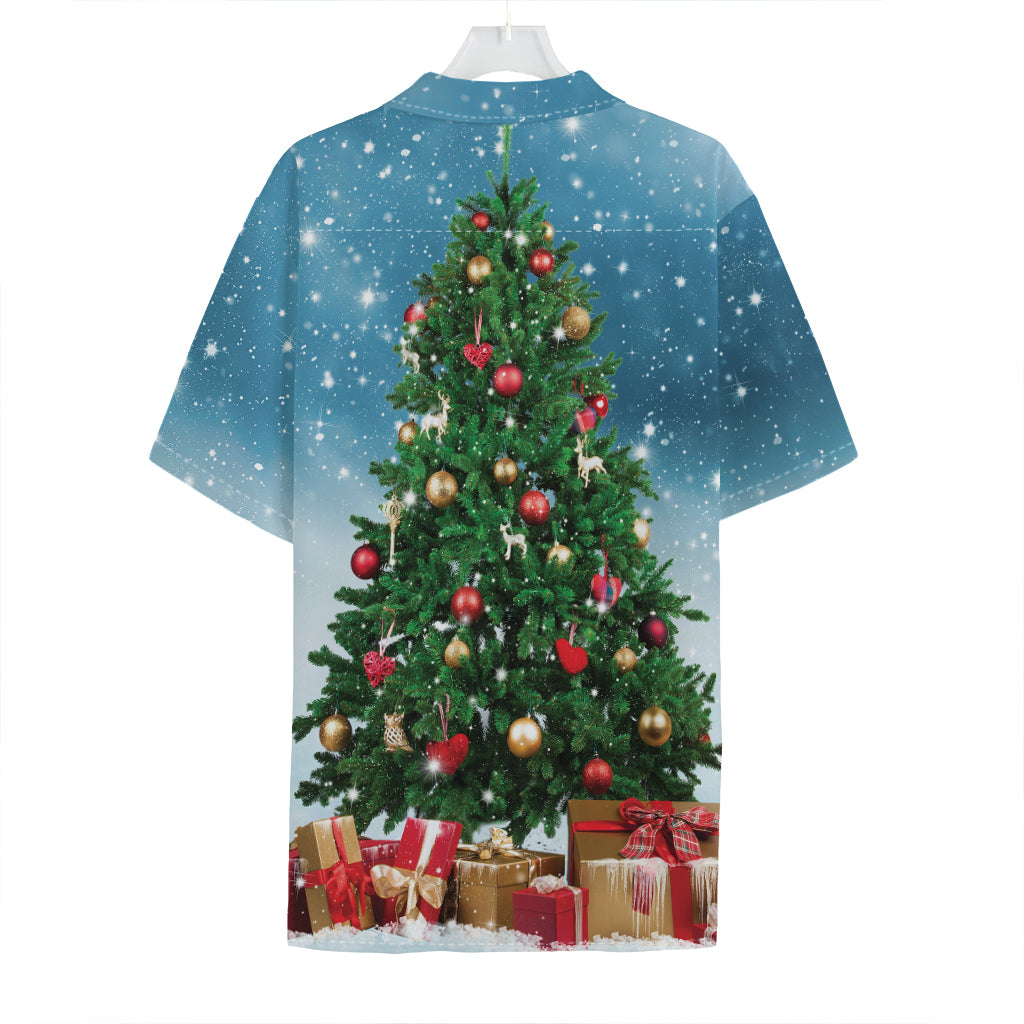 Christmas Tree And Snow Print Hawaiian Shirt
