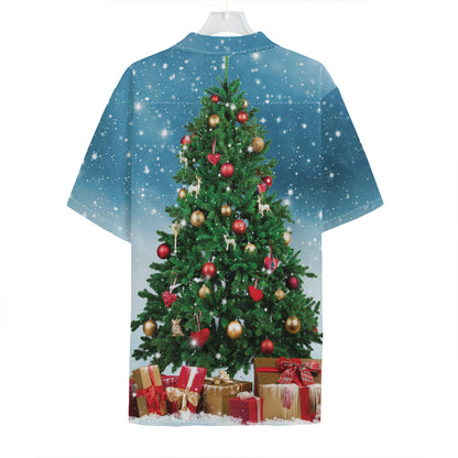 Christmas Tree And Snow Print Hawaiian Shirt