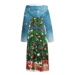 Christmas Tree And Snow Print Hooded Bathrobe