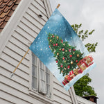 Christmas Tree And Snow Print House Flag