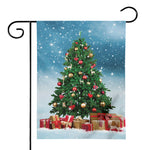 Christmas Tree And Snow Print House Flag