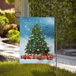 Christmas Tree And Snow Print House Flag