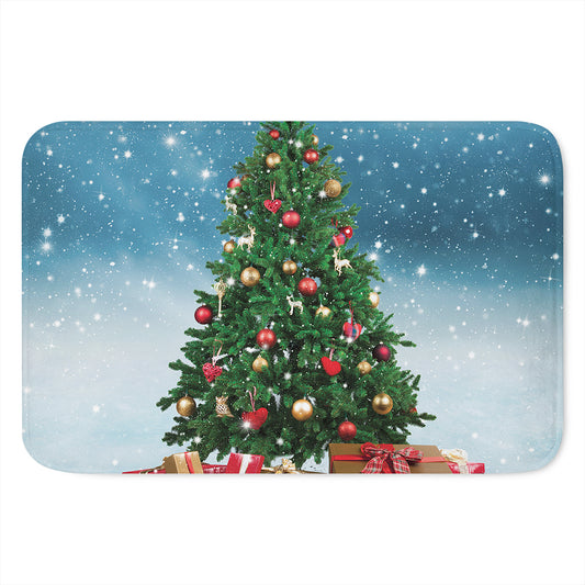 Christmas Tree And Snow Print Indoor Door Mat