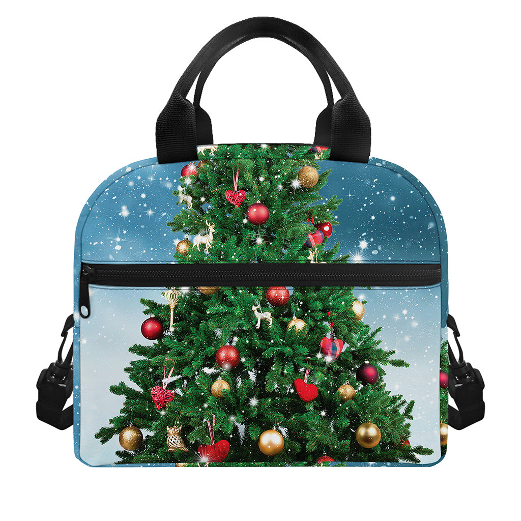 Christmas Tree And Snow Print Insulated Lunch Bag