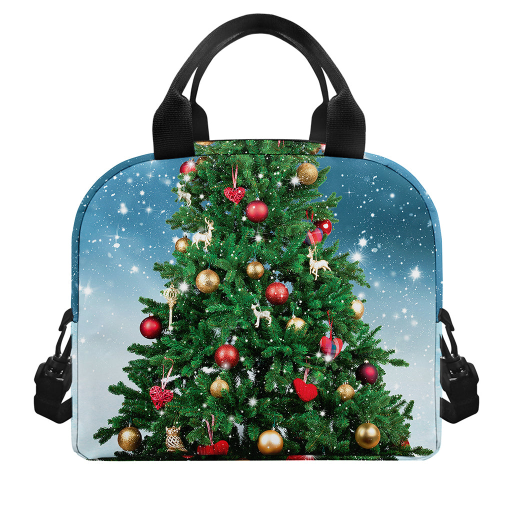 Christmas Tree And Snow Print Insulated Lunch Bag