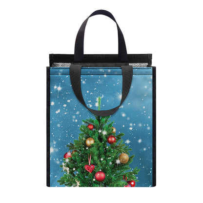 Christmas Tree And Snow Print Insulated Lunch Tote