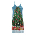 Christmas Tree And Snow Print Jersey Midi Cami Dress