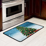 Christmas Tree And Snow Print Kitchen Mat