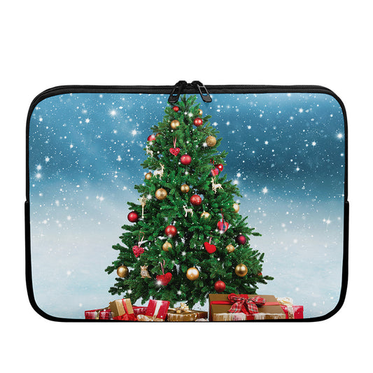 Christmas Tree And Snow Print Laptop Sleeve