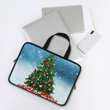 Christmas Tree And Snow Print Laptop Sleeve With Handle