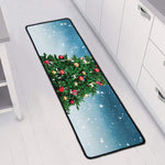 Christmas Tree And Snow Print Long Kitchen Mat