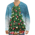 Christmas Tree And Snow Print Long Sleeve Baseball Jersey