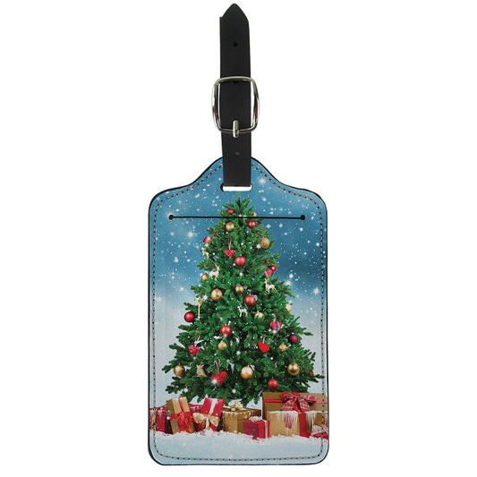 Christmas Tree And Snow Print Luggage Tag