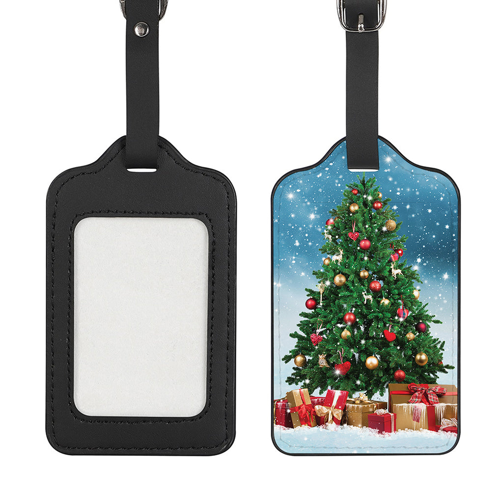 Christmas Tree And Snow Print Luggage Tag