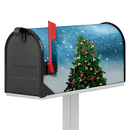 Christmas Tree And Snow Print Mailbox Cover