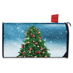 Christmas Tree And Snow Print Mailbox Cover