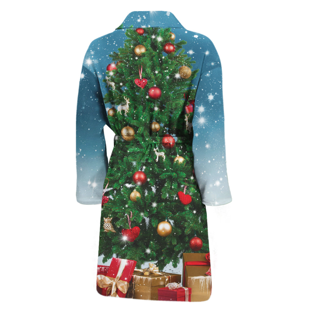 Christmas Tree And Snow Print Men's Bathrobe