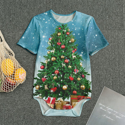 Christmas Tree And Snow Print Men's Bodysuit