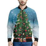Christmas Tree And Snow Print Men's Bomber Jacket