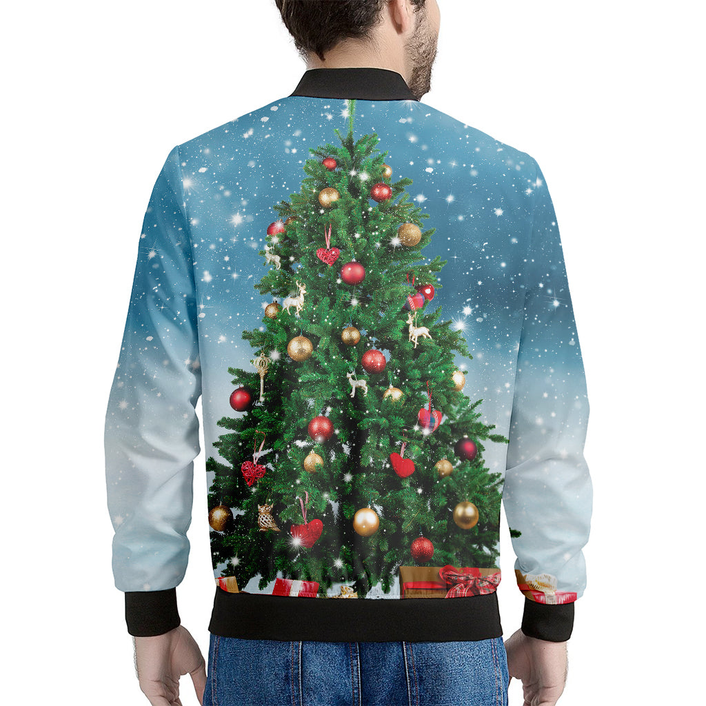 Christmas Tree And Snow Print Men's Bomber Jacket