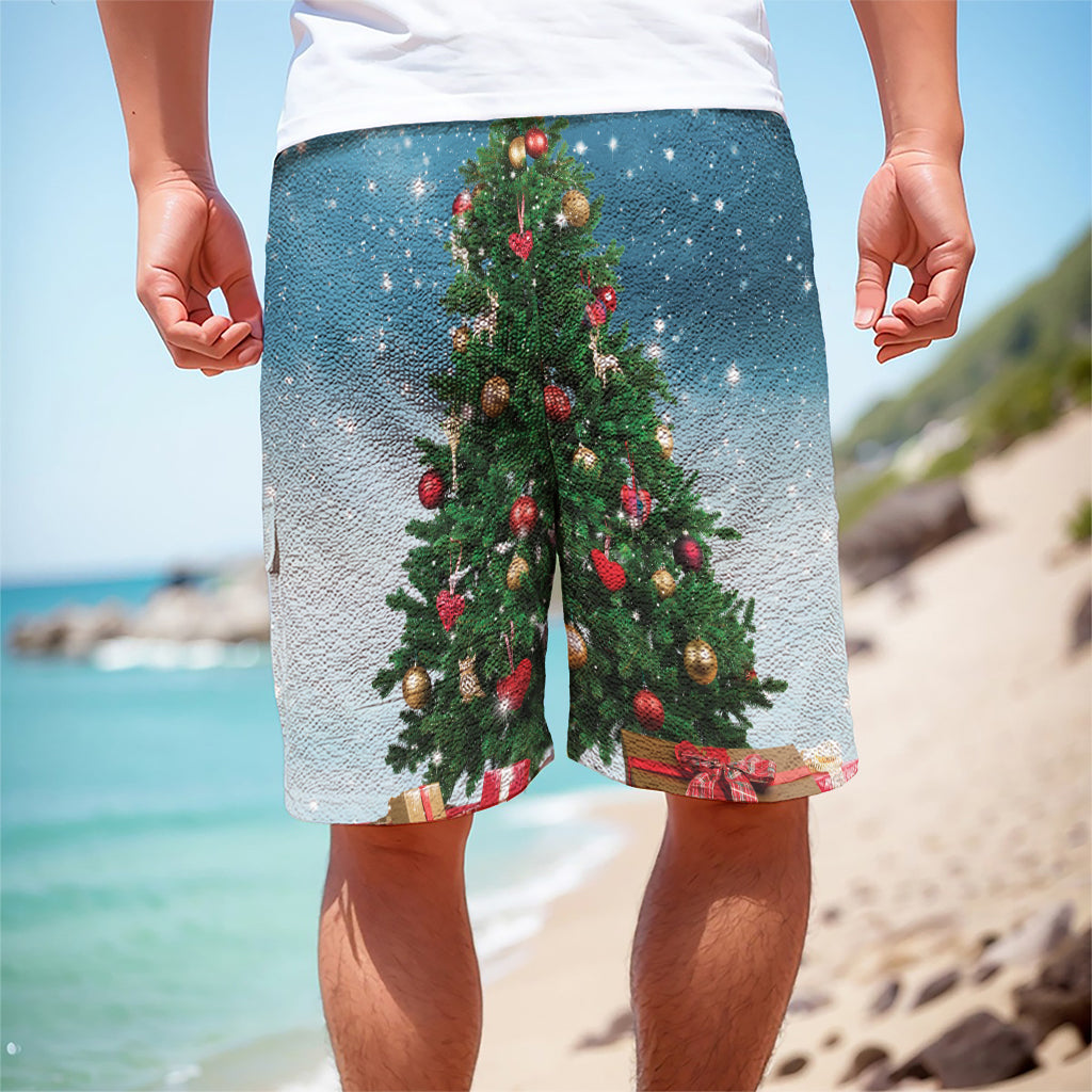 Christmas Tree And Snow Print Men's Cargo Shorts
