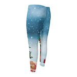 Christmas Tree And Snow Print Men's Compression Pants