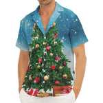 Christmas Tree And Snow Print Men's Deep V-Neck Shirt