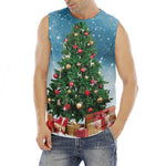 Christmas Tree And Snow Print Men's Fitness Tank Top
