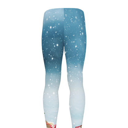 Christmas Tree And Snow Print Men's leggings