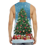 Christmas Tree And Snow Print Men's Muscle Tank Top