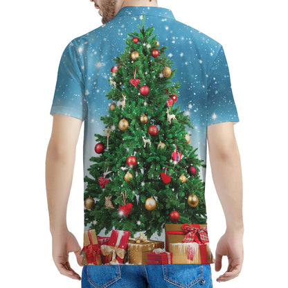 Christmas Tree And Snow Print Men's Polo Shirt