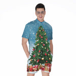 Christmas Tree And Snow Print Men's Rompers