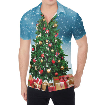 Christmas Tree And Snow Print Men's Shirt
