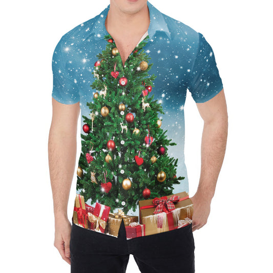 Christmas Tree And Snow Print Men's Shirt
