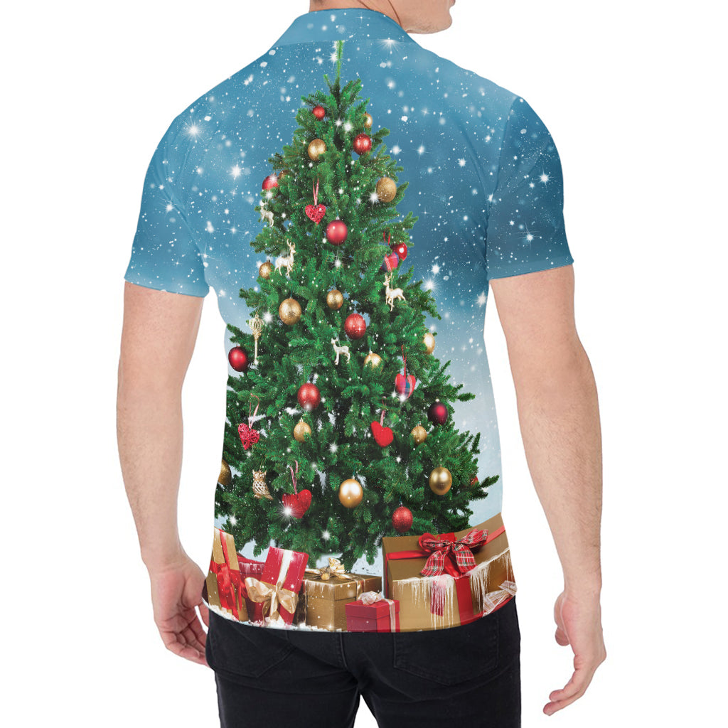 Christmas Tree And Snow Print Men's Shirt