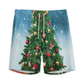 Christmas Tree And Snow Print Men's Athletic Shorts