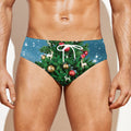 Christmas Tree And Snow Print Men's Swim Briefs