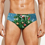 Christmas Tree And Snow Print Men's Swim Briefs