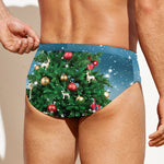 Christmas Tree And Snow Print Men's Swim Briefs