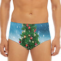 Christmas Tree And Snow Print Men's Triangle Swim Briefs