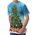 Christmas Tree And Snow Print Men's Velvet T-Shirt
