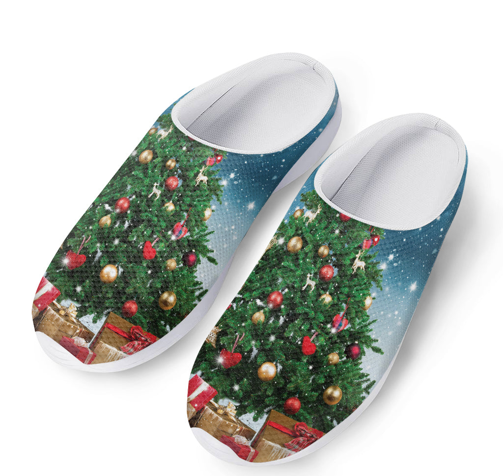 Christmas Tree And Snow Print Mesh Casual Shoes