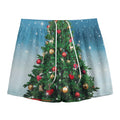 Christmas Tree And Snow Print Mesh Shorts