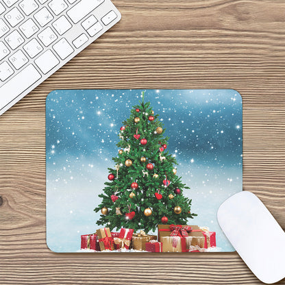 Christmas Tree And Snow Print Mouse Pad