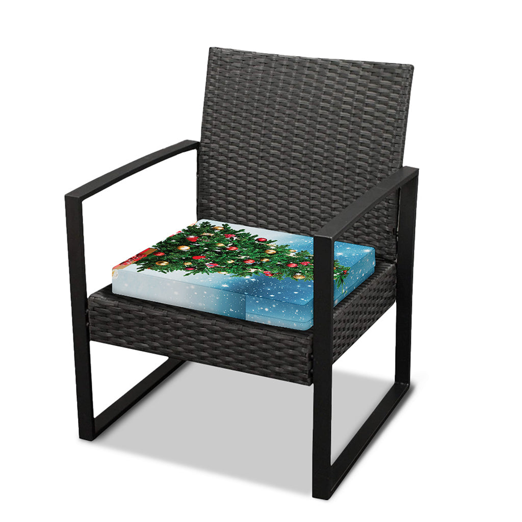 Christmas Tree And Snow Print Outdoor Seat Cushion Cover
