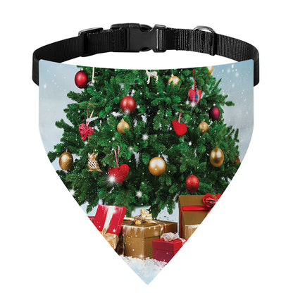 Christmas Tree And Snow Print Over The Collar Dog Bandana
