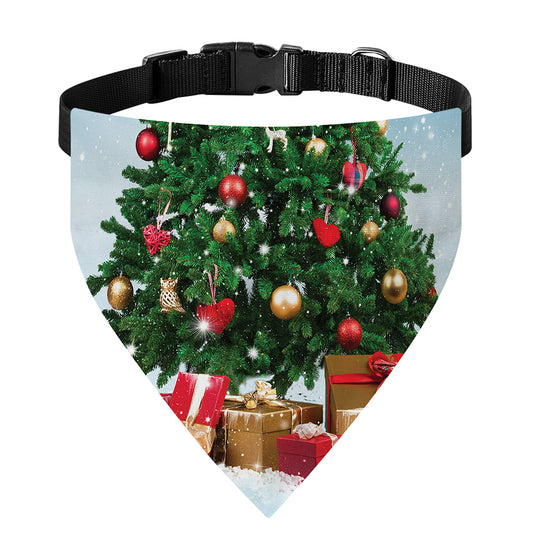 Christmas Tree And Snow Print Over The Collar Dog Bandana
