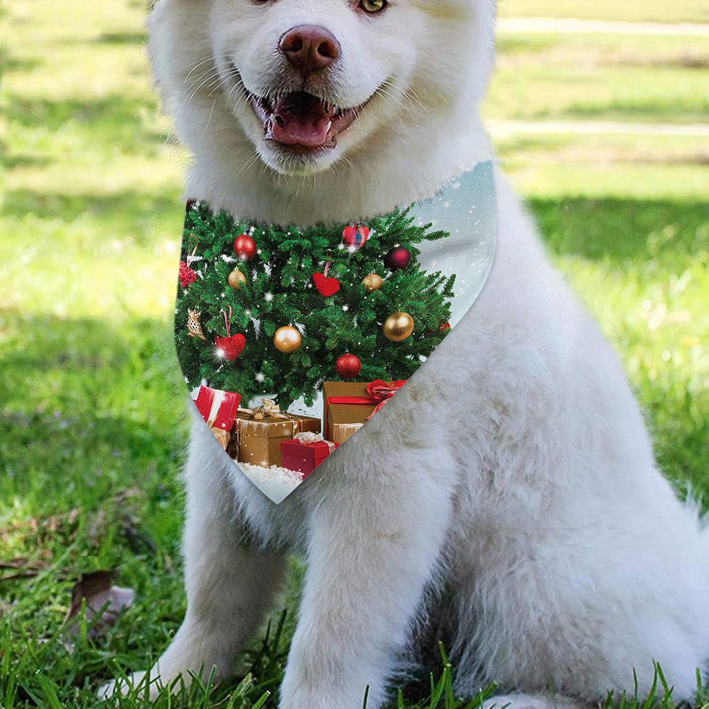 Christmas Tree And Snow Print Over The Collar Dog Bandana
