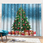 Christmas Tree And Snow Print Pencil Pleat Curtains